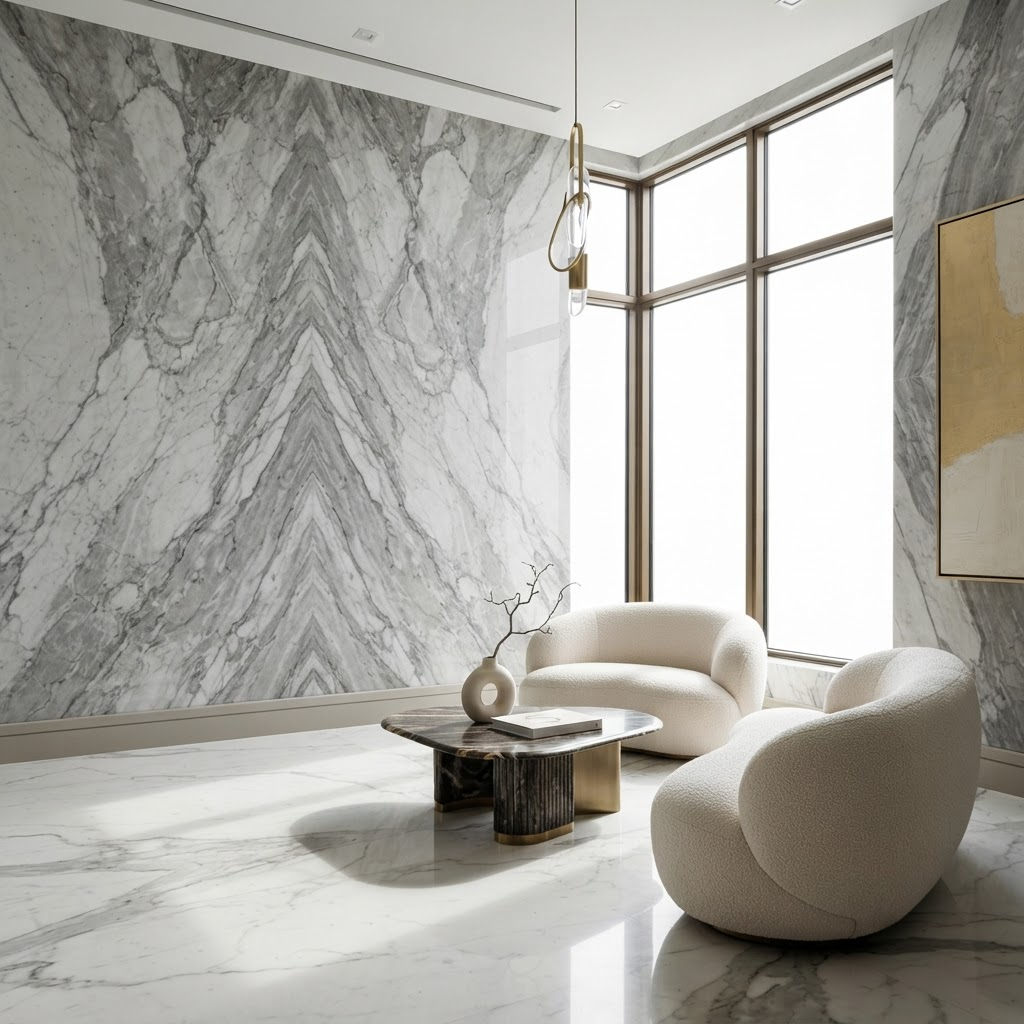 Luxury living space showcasing premium marble craftsmanship
